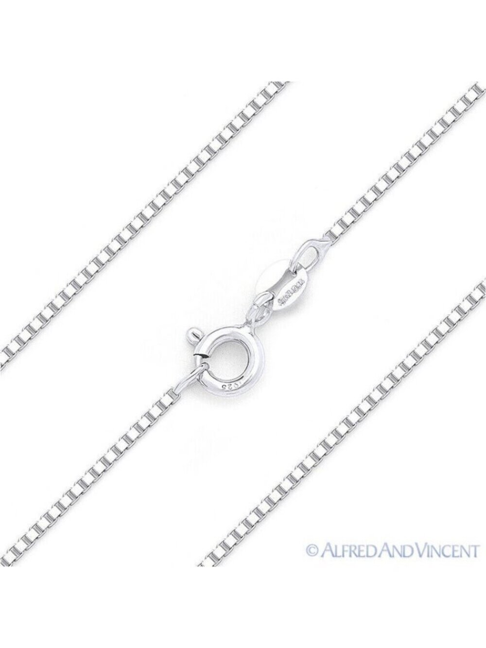 1mm Classic Box Link Italian Chain Bracelet in Solid .925 Sterling Silver - 9"